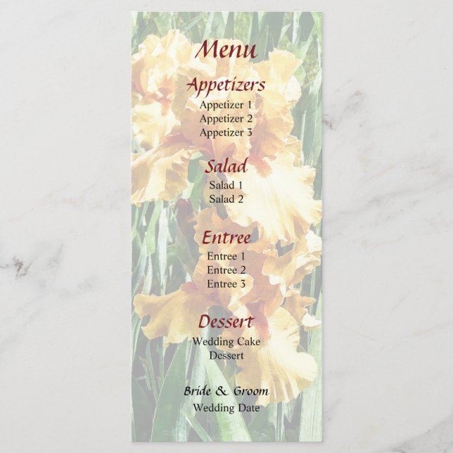 Celtic Glory Irises Wedding Menu (Frente)