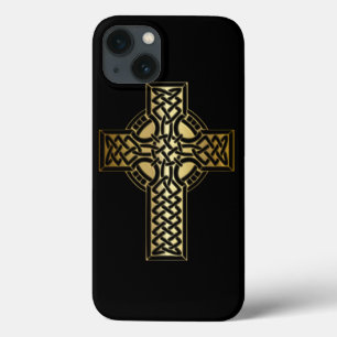 Celtic Knot Cross em Dourado e preto