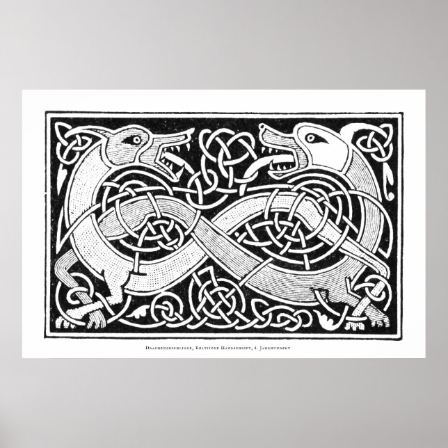 Celtic Knot Dragon Art Poster (Frente)