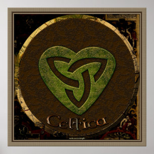 Celtic Tri-Skellion & Antique Map Irish Art Poster