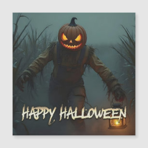 Cena Assustadora de Halloween com Cabeça de Abóbor