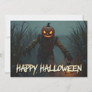 Cena Assustadora de Halloween com Cabeça de Abóbor
