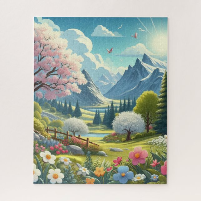 Cena da Natureza e Quebra-Cabeça Paisagístico (Vertical)