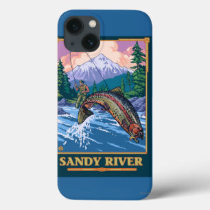 Cena da pesca com mosca - rio de Sandy, Oregon