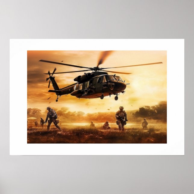 Cena de Ação Militar de poster Art (Frente)