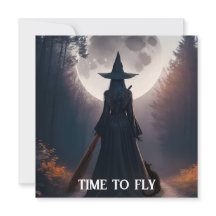 Cena de Bruxa de Outono Com Cartão de Gato Preto e