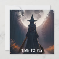 Cena de Bruxa de Outono com Cartão de Gato Preto s