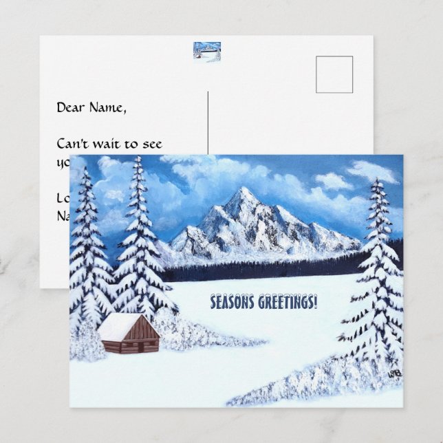 Cena de cartão postal de inverno maravilhoso (Frente/Verso)