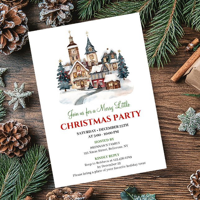 Cena de férias artísticas elegantes convites de Na (Elegant artistic holiday scene Christmas invitation)