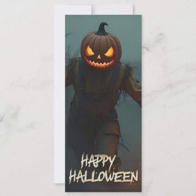 Cena de Halloween com Cabeça de Abóbora Assustador (Frente)