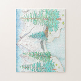 Cena de Inverno Com Montanhas Quebra-Cabeça