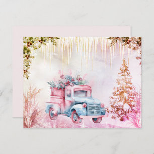 Cena de inverno da Vintage Truck, em Watercolor Na