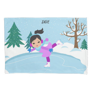 Cena de inverno Ice Skating personated Travesseiro