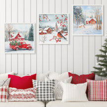 Cena de Inverno Nevado com Aquarela de Natal Casas