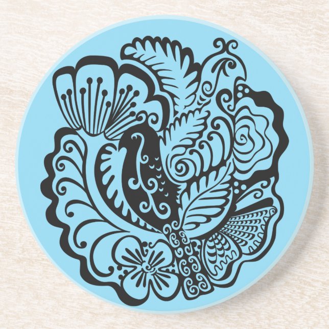 Cena de Jardim com Porta copos Sandstone de Aves (Frente)