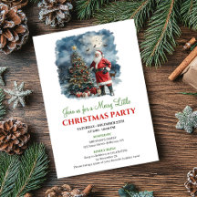 Cena de Natal em Aquarela Divertida Convite de Fér