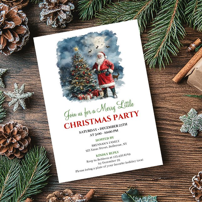Cena de Natal em Aquarela Divertida Convite de Fér (Playful Watercolor Christmas Scene Holiday Invite)