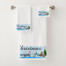 Cena de Natal Feliz no Conjunto de Toalhas