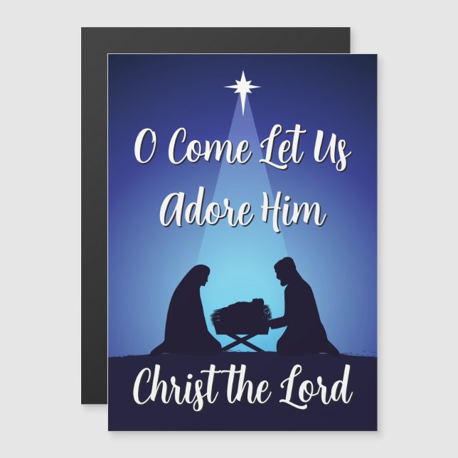 Cena de Natal Religiosa em Ímã de Cartão (Frente/Verso)