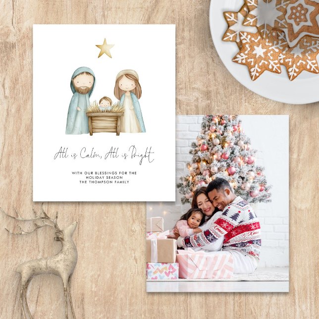 Cena de Natividade de Aquarela Orçamental Tudo É F (Front and back view)