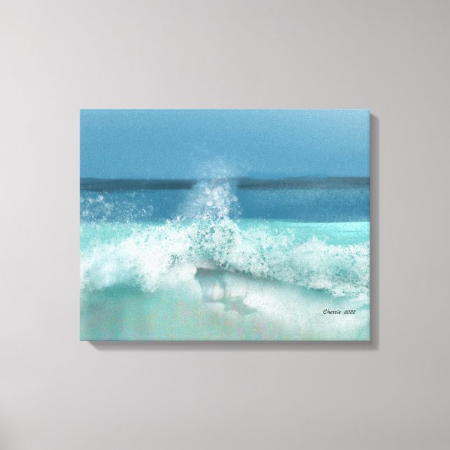 Cena de Ondas Cena Azul Céu Azul Decoração de Prai (Frente)
