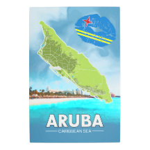 Cena de Praia do Mapa da Ilha do Mar de Aruba Cari