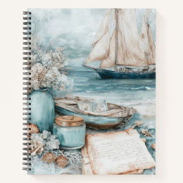 CENA DE PRAIA EM Aquarela AZUL COM VELERO