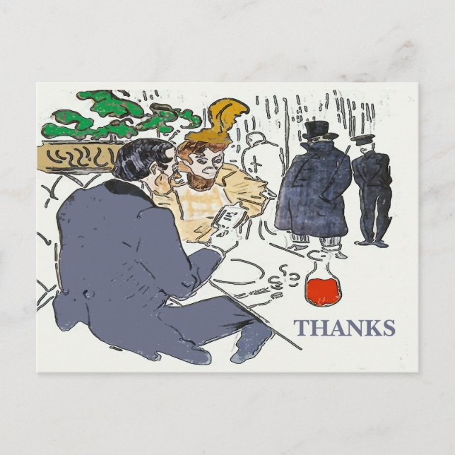 Cena de restaurante Obrigado, cartão postal (Frente)