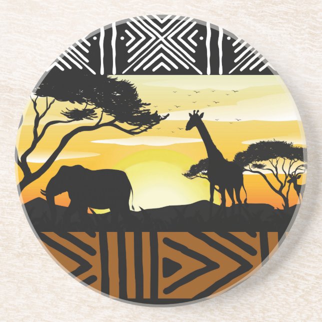 Cena de Safari Africano Impresso em Porta-Copos (Frente)