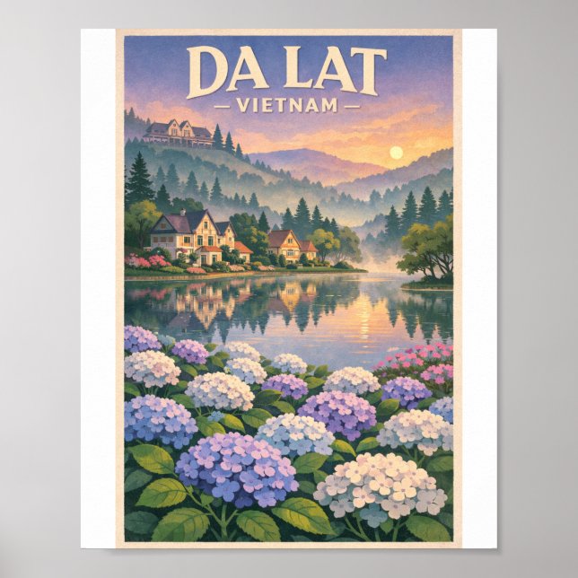 Cena de Sonho de Da Lat – Impressão de Viagem Retr (Frente)