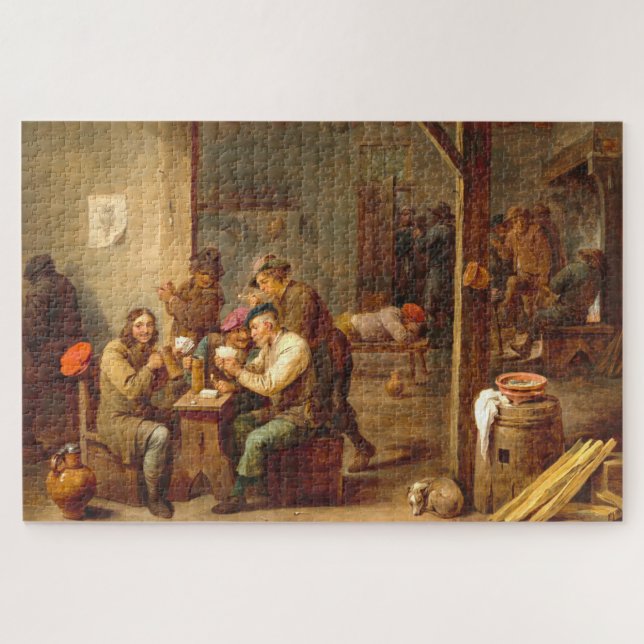 Cena de Tavern, Teniers, Quebra-cabeça de Arte Fla (Horizontal)