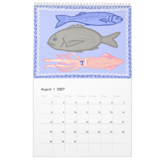 Cena de Verão Grego & Padrões Calendário de Cozinh