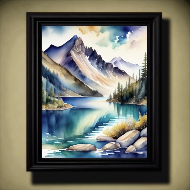 Cena do Lago Watercolor Mountain 4:5 Poster (Criador carregado)