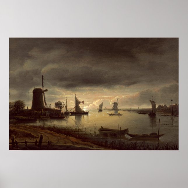 Cena do rio - Anthonie van Borssom Fine Art Poster (Frente)