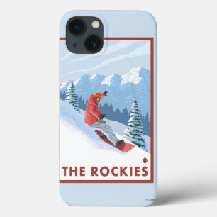 Cena do Snowboarder - as Montanhas Rochosas
