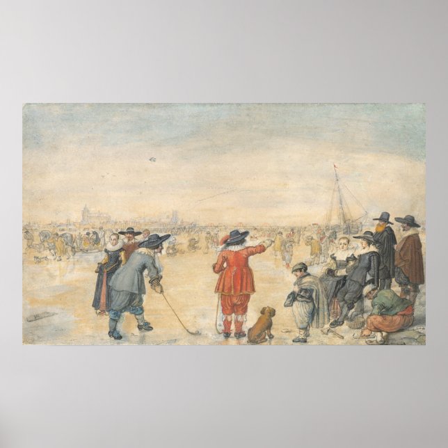 Cena no Gelo - Hendrick Avercamp Fine Art Poster (Frente)