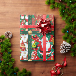 Cenas de Natal Adoráveis Papel de Embrulho com Tex