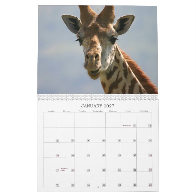 Central, calendário animal africano do leste - (Jan 2027)