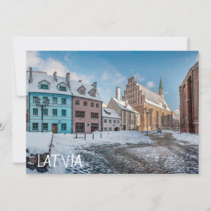 Centro de cidade de inverno de neve em Riga, Letón