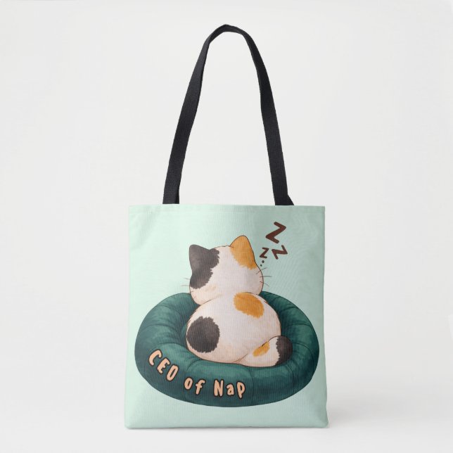 "CEO da Soneca" Bolsa Tote Gato Dormindo no Sofá (Frente)
