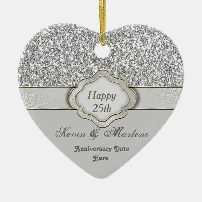 Cerâmica 25o ORNAMENTO DE PRATA ELEGANTE do PRESENTE do (Frente)