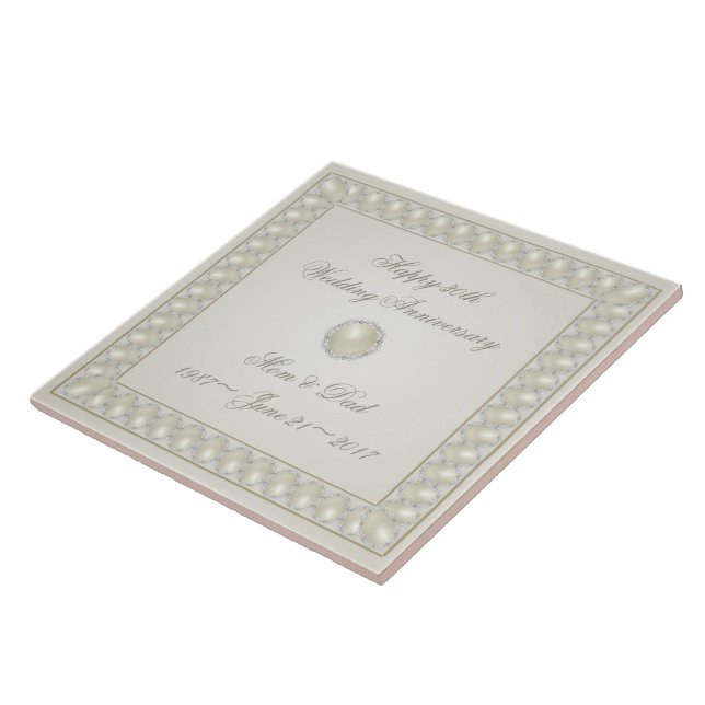Cerâmica 30 de Satin Pearl Azulejo de Aniversário (Lateral)