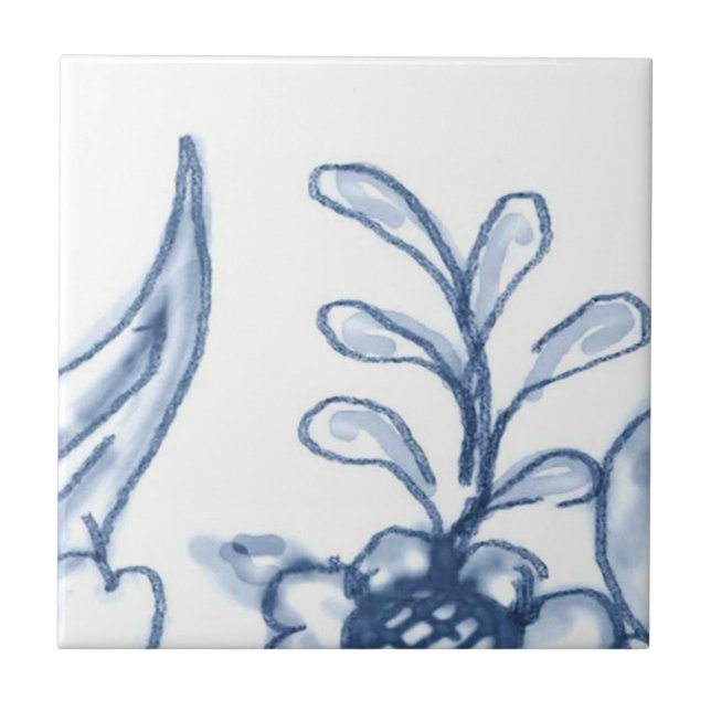 Cerâmica A4 - Azulejo mural da cesta de Delft - A4 (Frente)