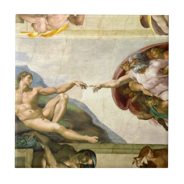 Cerâmica A criação de Adam pelo azulejo de Michelangelo (Frente)