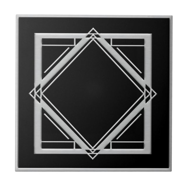 Cerâmica Abstrato de Art Estilo Preto e Azulejo Prateado (Frente)