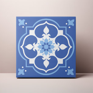 Cerâmica Acento Azulejo de Flor Azul Elegante