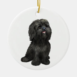 Cerâmica Adorável Ornamento de Cachorro Preto Shih Tzu - Ap
