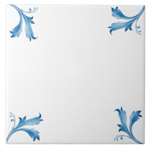 Cerâmica Adornos de Folha de Azulejo Azul Minimalista Cláss