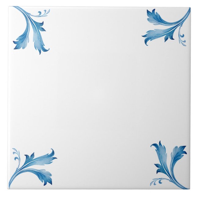 Cerâmica Adornos de Folha de Azulejo Azul Minimalista Cláss (Frente)