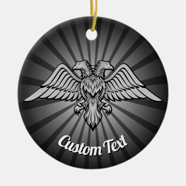 Cerâmica Águia cinza com duas Cabeças de ornamento cerâmico (Frente)